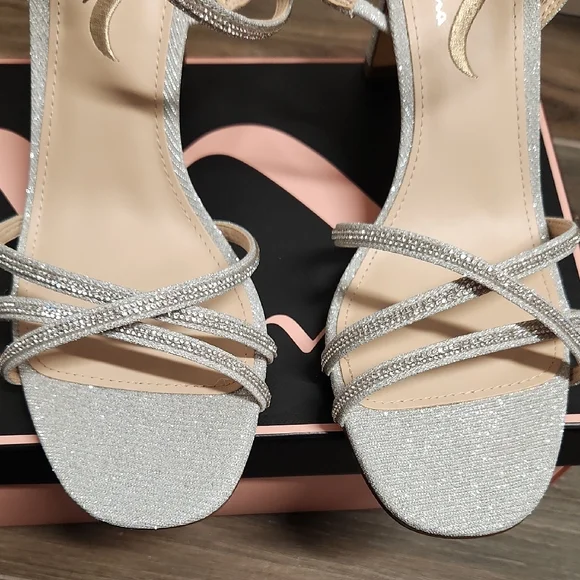 Nina Silver Glitter Strappy Adalyn Sandal - Picture 2 of 4